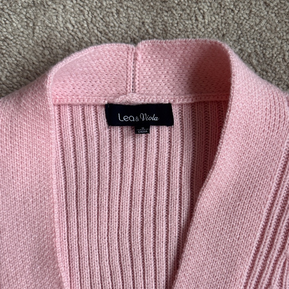Pink Ribbed Button Cardigan - Picture 3 of 6